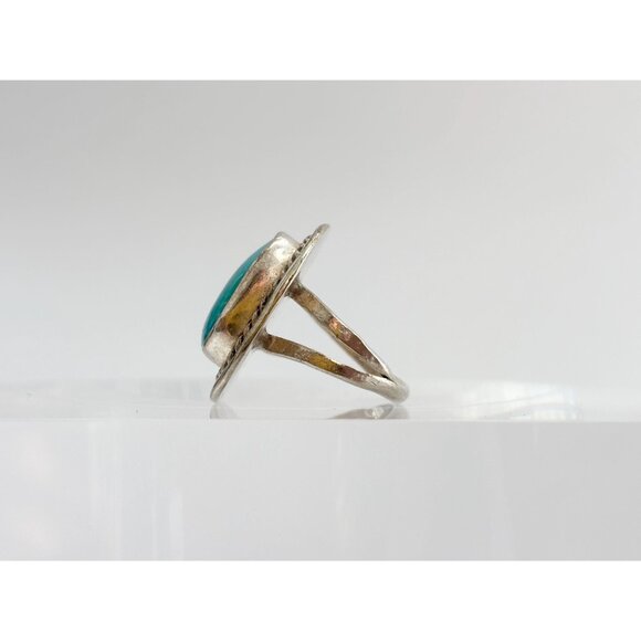 Turquoise Southwest Semi-Precious 925 Sterling Silver Vintage Ring - sz 7.5 - Picture 6 of 11